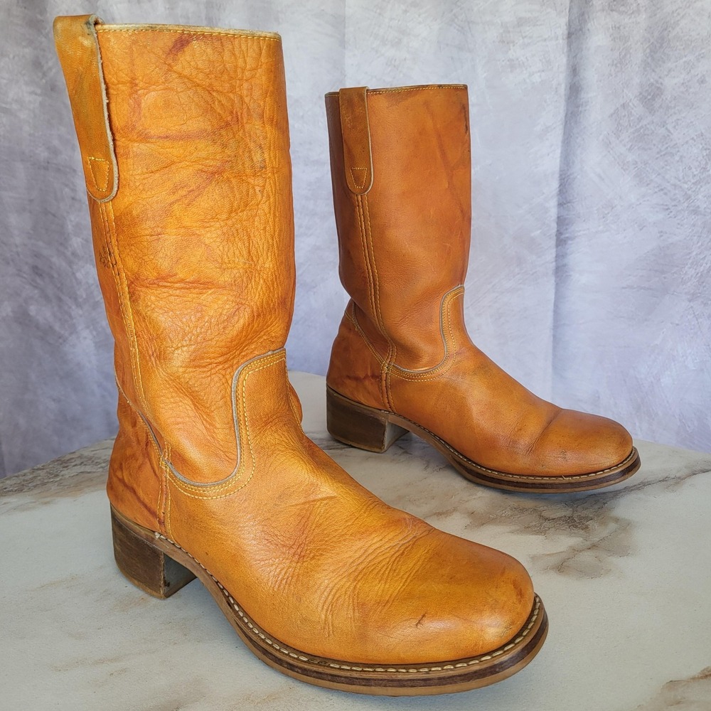 Landis Campus Western Cowboy Boots Mens Size 11 M Tan Brown Leather
